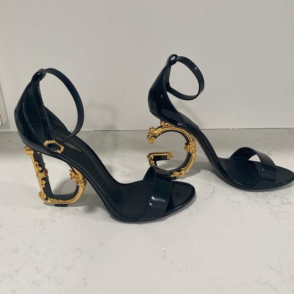 Dolce & Gabbana Shoes - Authentic DOLCE&GABBANA Sculpted-Heel Patent
Leather Sandals
